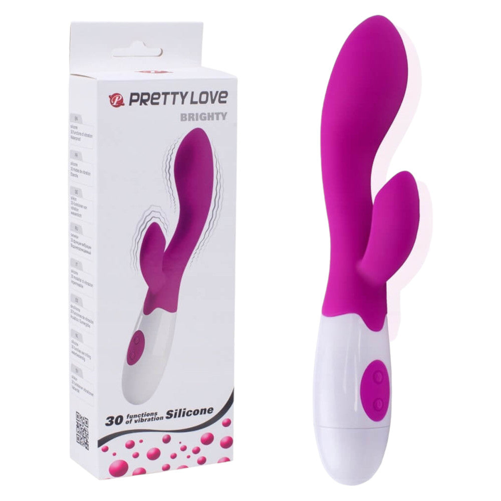 PRETTY LOVE BRIGHTY - VÍZÁLLÓ, CSIKLÓKAROS G-PONT VIBRÁTOR (LILA)