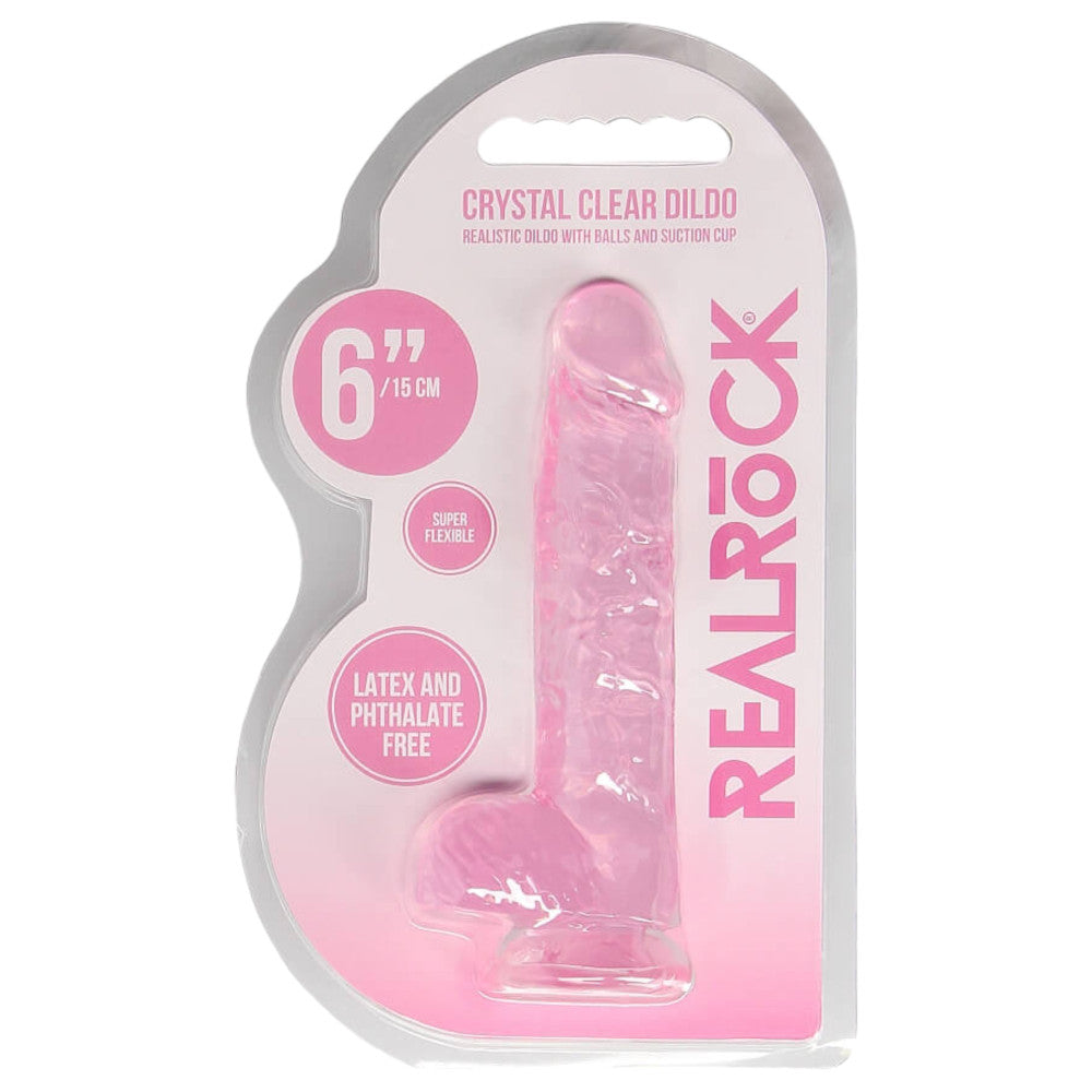 REALROCK - ÁTTETSZŐ ÉLETHŰ DILDÓ - PINK (15CM)