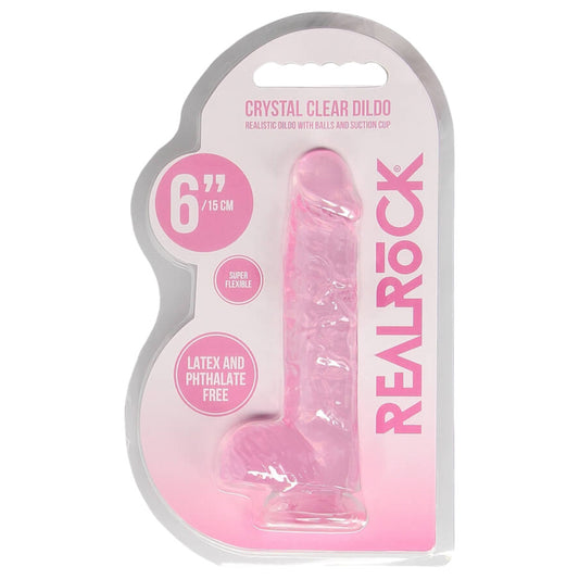REALROCK - ÁTTETSZŐ ÉLETHŰ DILDÓ - PINK (15CM)
