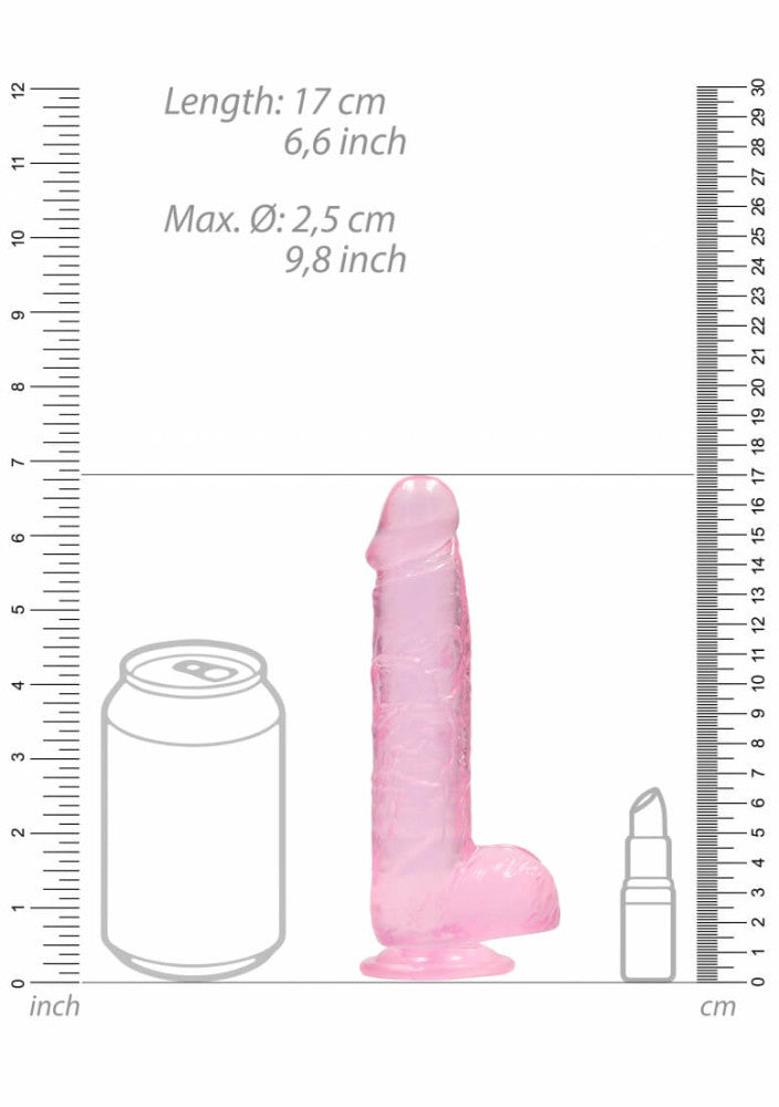 REALROCK - ÁTTETSZŐ ÉLETHŰ DILDÓ - PINK (15CM)