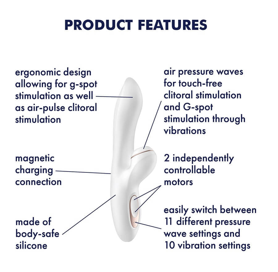 SATISFYER PRO+ G-SPOT - CSIKLÓIZGATÓ ÉS G-PONT VIBRÁTOR (FEHÉR)